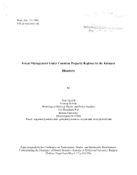 Forest Management Under Common Property Regimes in the Kumaon