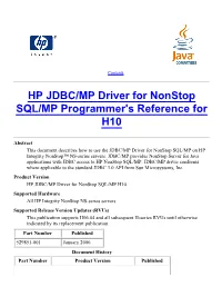 JDBC Driver for SQL/MP