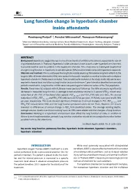 Lung Function Change in Hyperbaric Chamber Inside Attendants