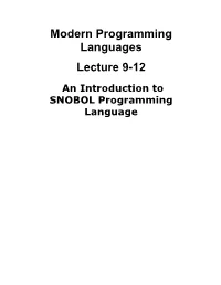 Modern Programming Languages