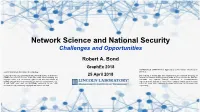 Network Science and National Security Challenges and Opportunities