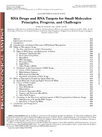 RNA Drugs and RNA Targets for Small Molecules: Principles, Progress, and Challenges