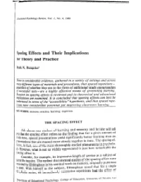 Spacing Effects and Their Implications for Theory and Practice