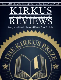 Congratulations to the 2018 Kirkus Prize Finalists from the Editor’S Desk