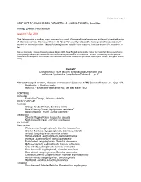 HOST LIST of AVIAN BROOD PARASITES - 2 - CUCULIFORMES; Cuculidae