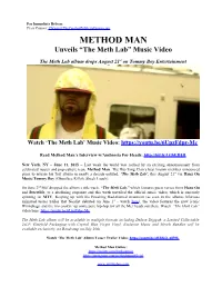 METHOD MAN Unveils “The Meth Lab” Music Video