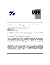 Article: Conservation Versus Historicity: a Necessary Reconciliation for The
