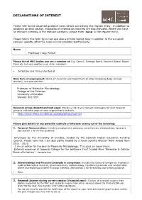 Declarations of Interest
