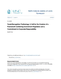 Facial Recognition Technology: a Call for the Creation of a Framework Combining Government Regulation and a Commitment to Corporate Responsibility