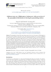 Gallancyra Gen. Nov. (Phthiraptera: Ischnocera), with an Overview of the Geographical Distribution of Chewing Lice Parasitizing Chicken