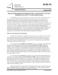 Important Information for Participants in the Connecticut/New York State Simplified Sales and Use Tax Reporting Program