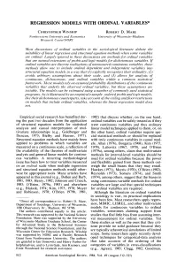 Regression Models with Ordinal Variables*