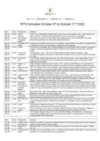 TPTV Schedule October 5Th to October 11Th 2020
