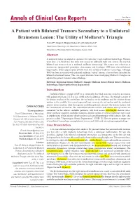 A Patient with Bilateral Tremors Secondary to a Unilateral Brainstem Lesion: the Utility of Mollaret’S Triangle