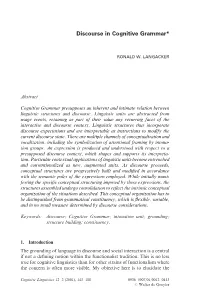 Discourse in Cognitive Grammar*