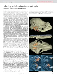 Inferring Echolocation in Ancient Bats Arising From: N