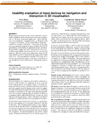 Usability Evaluation of Input Devices for Navigation and Interaction in 3D