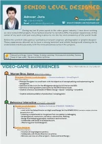 VIDEO-GAME EXPERIENCES Senior LEVEL Designer