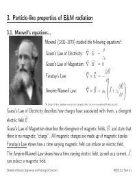 3. Particle-Like Properties of E&M Radiation