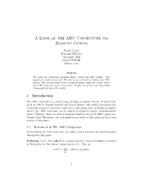 A Look at the ABC Conjecture Via Elliptic Curves