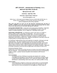 ART 2316 – Intro to Painting Sp 2021