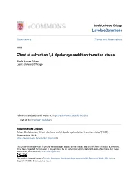 Effect of Solvent on 1,3-Dipolar Cycloaddition Transition States