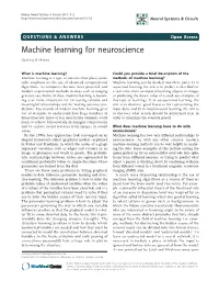 Machine Learning for Neuroscience Geoffrey E Hinton