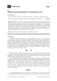 Modernizing Archimedes' Construction Of