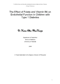 The Effect of Folate and Vitamin B6 on Endothelial Function in Children with Type 1 Diabetes