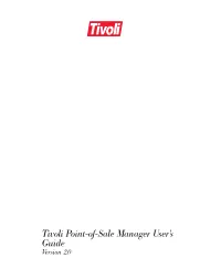 Tivoli Point-Of-Sale Manager User's Guide