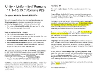 Unity &gt; Uniformity // Romans 14:1–15:13 // Romans