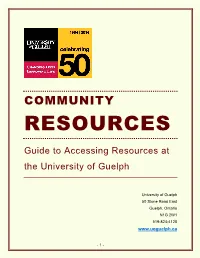 University of Guelph Community Resource Guide