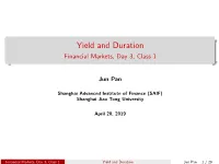 Yield and Duration Financial Markets, Day 3, Class 1