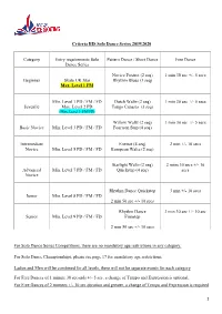 1 Criteria BIS Solo Dance Series 2019/2020 Category Entry Requirements
