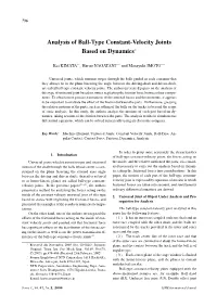 Analysis of Ball-Type Constant-Velocity Joints Based On