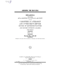 Assessing the Iran Deal Hearing