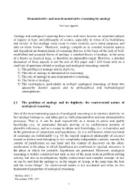 Demonstrative and Non-Demonstrative Reasoning by Analogy