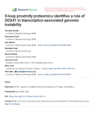 R-Loop Proximity Proteomics Identifies a Role of DDX41 in Transcription- 2 Associated Genomic Instability