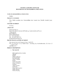 Technical Specifications for Registration of Geographical Indications