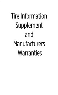 Tire Information Supplement and Manufacturers Warranties TABLE of CONTENTS