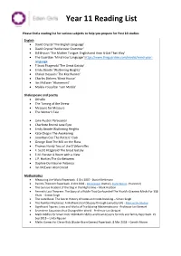 Year 11 Reading List