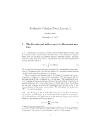 Stochastic Calculus Notes, Lecture 1