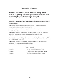 Supporting Information Synthesis, Structure and in Vitro Anticancer Activity of Pd(II)