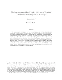 The Determinants of Local Leader Influence in Elections: a Lab-In-The