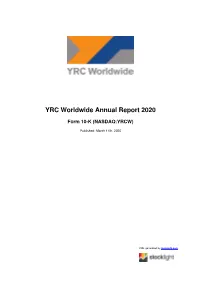 YRC Worldwide Annual Report 2020
