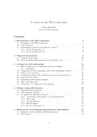 A Course on the Weil Conjectures