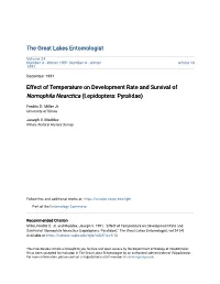 Effect of Temperature on Development Rate and Survival of Nomophila Nearctica (Lepidoptera: Pyralidae)