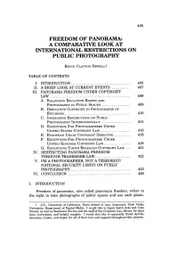 Freedom of Panorama: a Comparative Look at International Restrictions on Public Photography