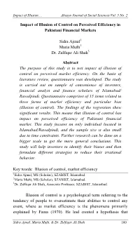 Impact of Illusion of Control on Perceived Efficiency in Pakistani Financial Markets