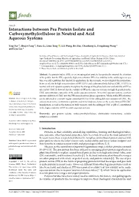 Interactions Between Pea Protein Isolate and Carboxymethylcellulose in Neutral and Acidaqueous Systems